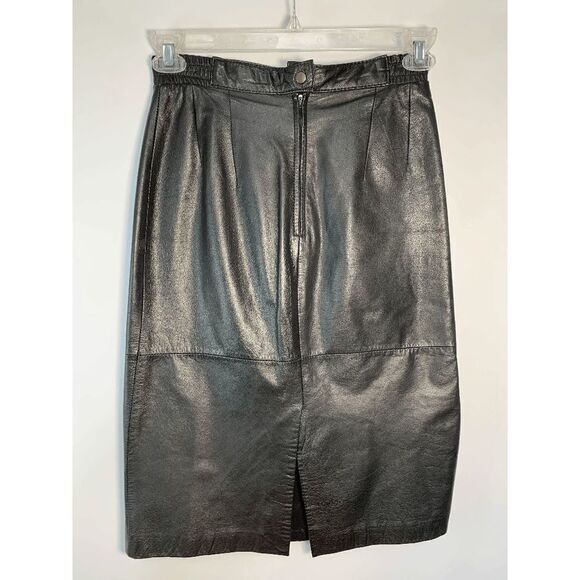 Diversity Women's Knee Length Genuine Leather Straight Skirt Black Size 6 - Picture 11 of 12